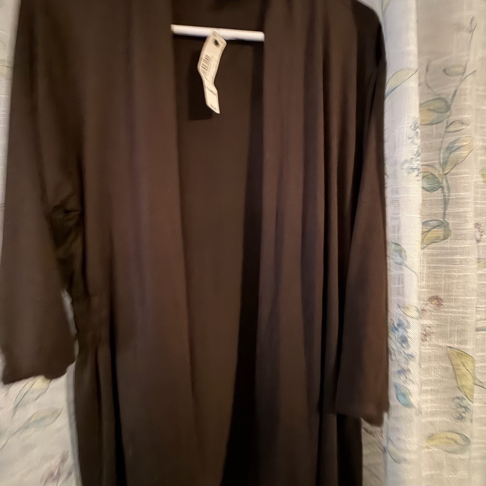 Elegant Brown Open-Front Cardigan